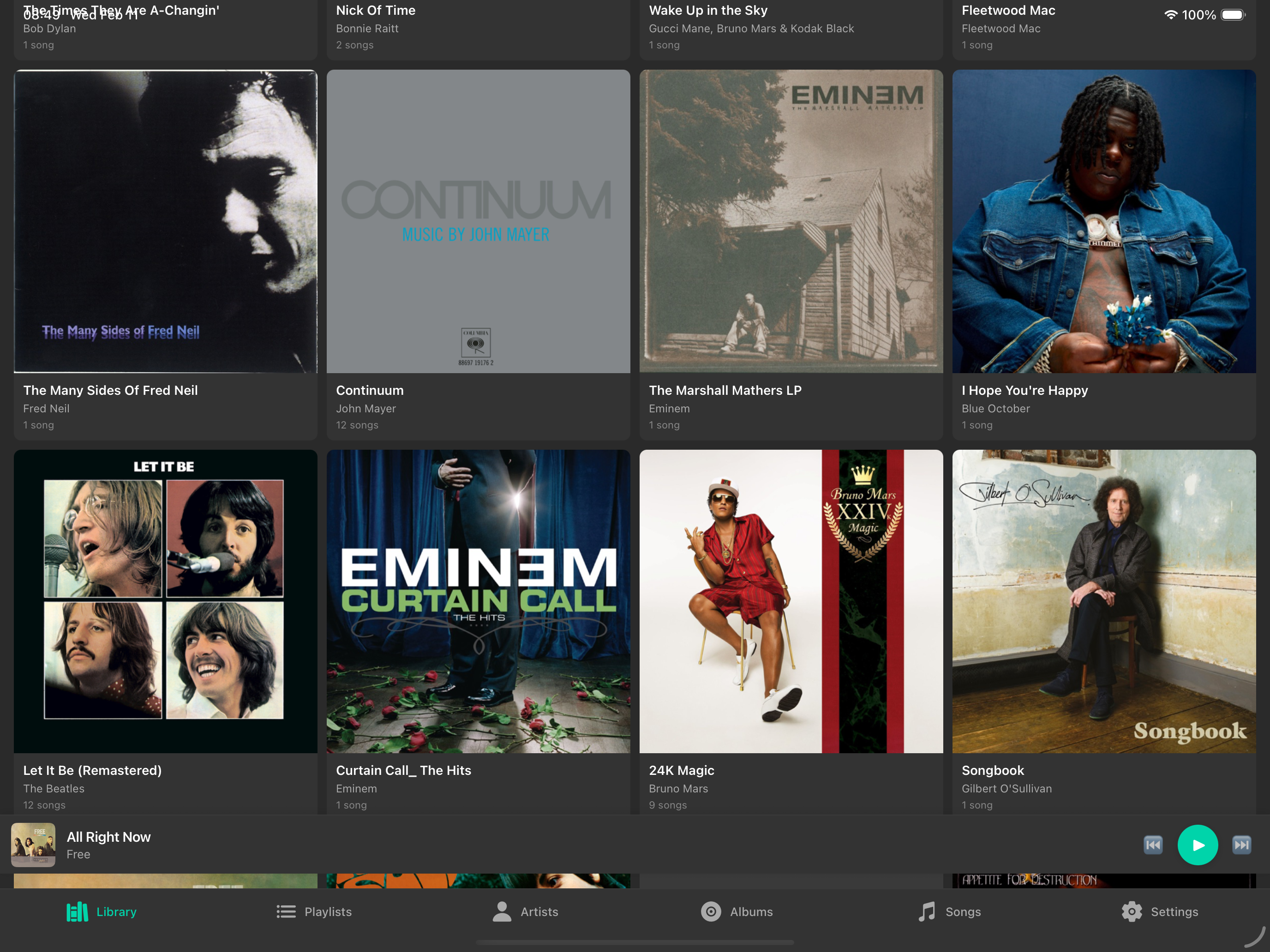 iPad landscape view with now playing